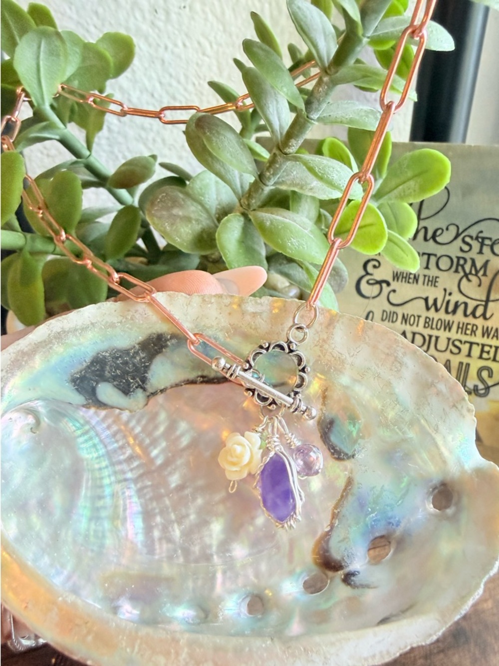 One time find amethyst paperclip necklace